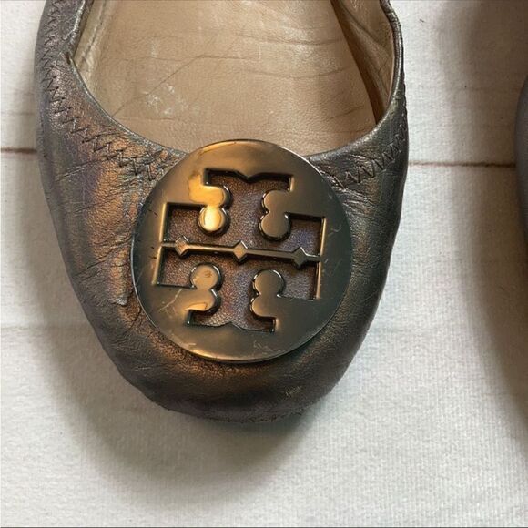Tory Burch Minnie Travel Ballet Flats In Gunmetal - Picture 2 of 14